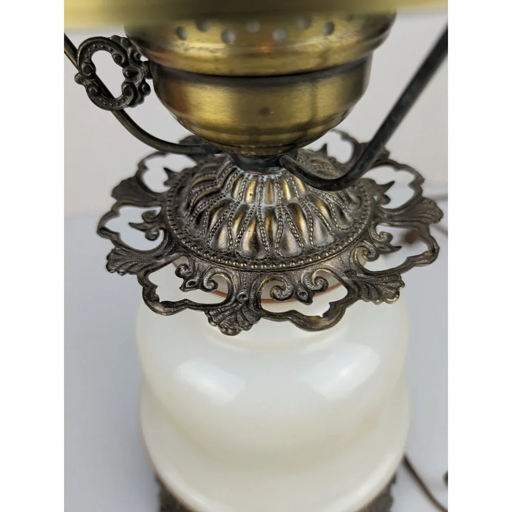 Vintage Gone With The Wind Hurricane 3-WayTable Lamp Brass Base 24" quoizel 1973 - Picture 7 of 8